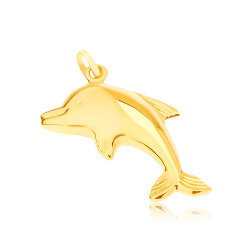 Zlatý prívesok 585 - zrkadlovolesklý skákajúci delfín