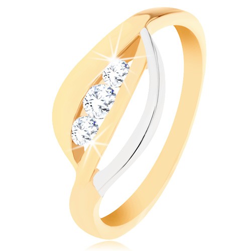 Zlatý prsteň 375 - dvojfarebné zvlnené línie