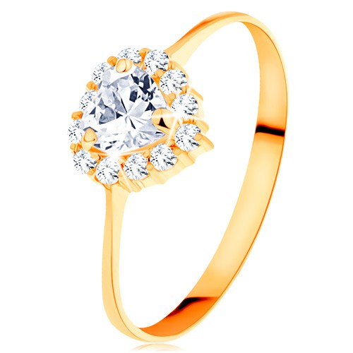 Zlatý prsteň 585 - číre zirkónové srdiečko s trblietavým okrajom S3GG157.55/61/157.81/84 - Veľkosť: 65 mm