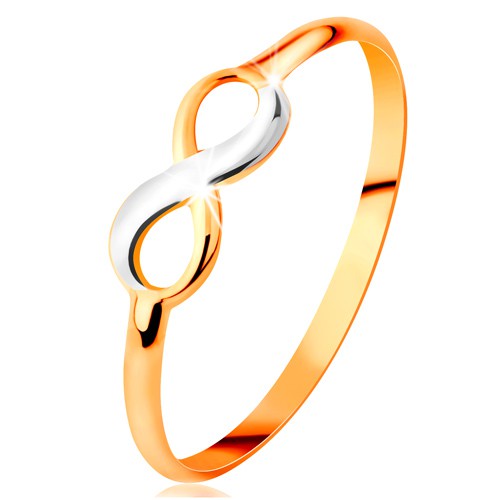 Zlatý prsteň 585 - dvojfarebný lesklý symbol nekonečna