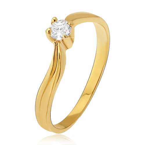 Zlatý prsteň 585 - lesklé zvlnené ramená