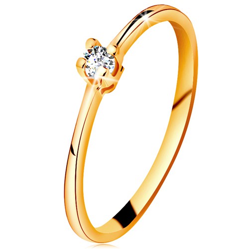 Zlatý prsteň 585 - ligotavý číry briliant v štvorcípom kotlíku