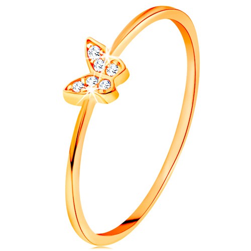 Zlatý prsteň 585 - motýlik zdobený okrúhlymi čírymi zirkónmi S3GG135.05/22/26 - Veľkosť: 59 mm
