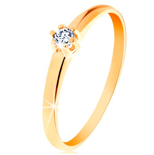 Zlatý prsteň 585 - okrúhly diamant čírej farby v šesťcípom kotlíku BT153.01/05 - Veľkosť: 60 mm
