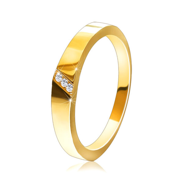 Zlatý prsteň v 14K zlate - diagonálny zárez s osadenými zirkónmi S3GG248.61/66 - Veľkosť: 58 mm