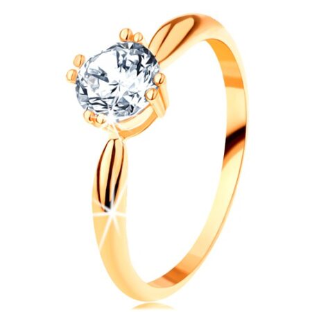Zlatý zásnubný prsteň 585 - zaoblené ramená